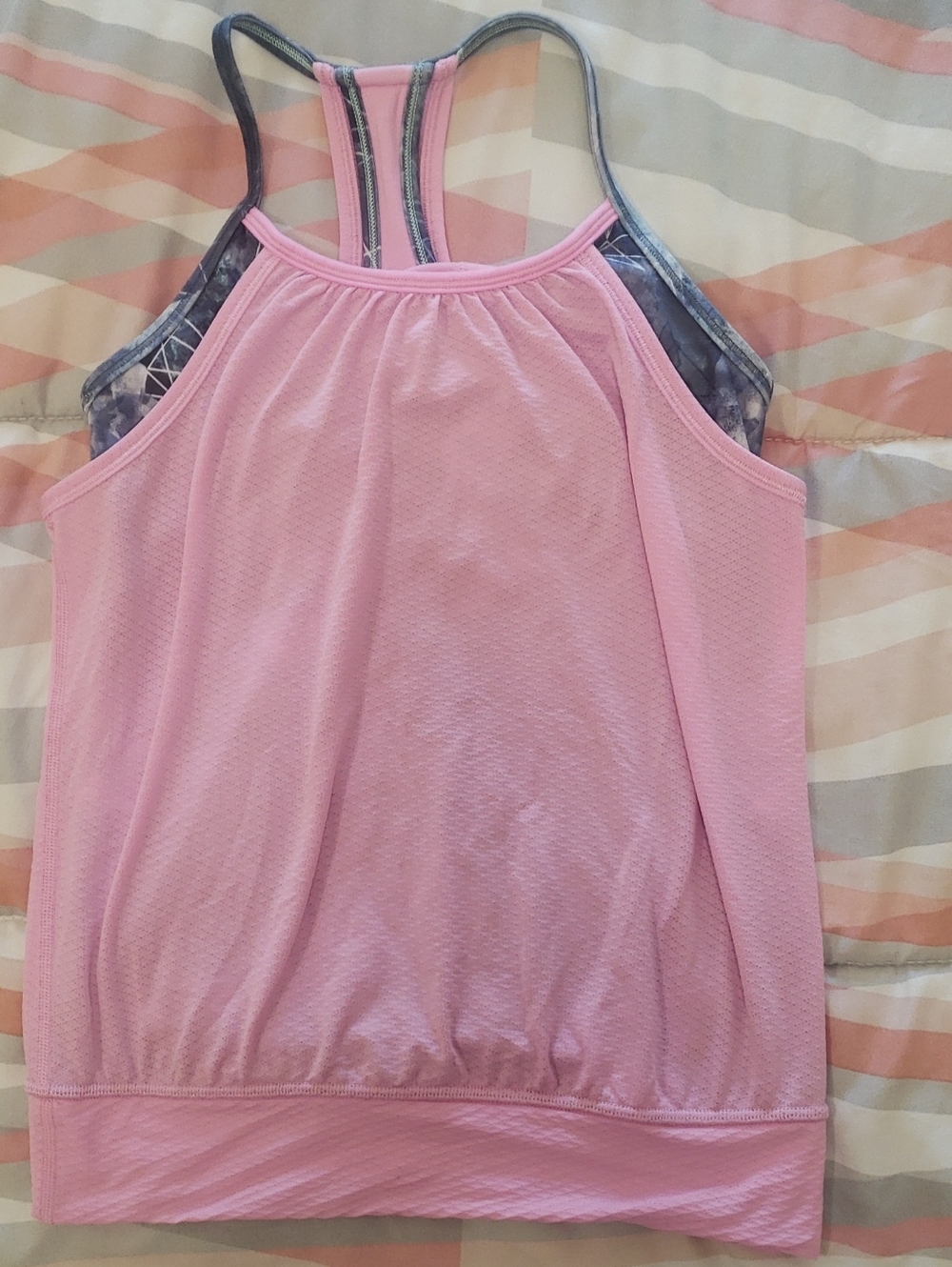 Ivivva Pink Racerback Sports Tank with Patterned Straps